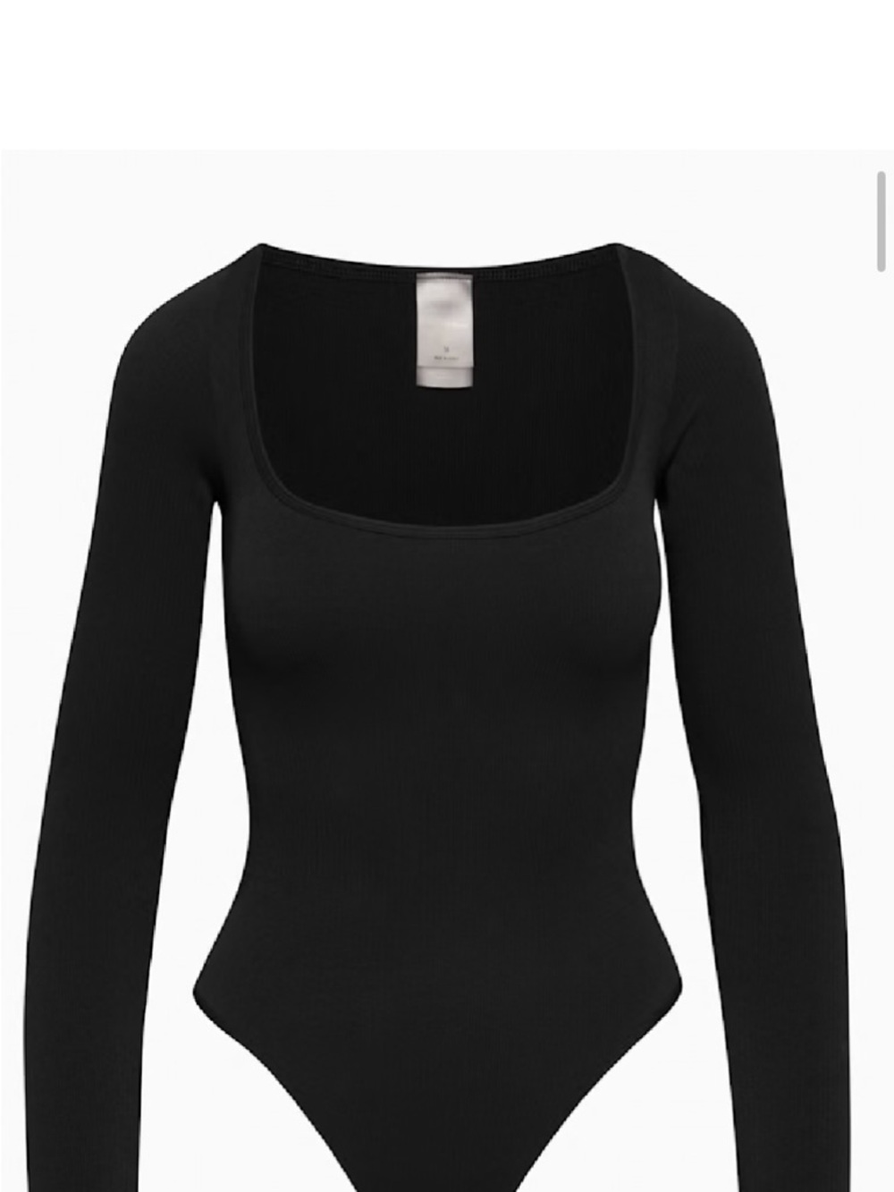 Sunday Best Black Long Sleeve Square Neck Ribbed Bodysuit